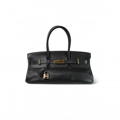 HERMES SHOULDER BIRKIN 42 JPG NOIR CLEMENCE GOLD PLATED 436528 (42*20*18cm)